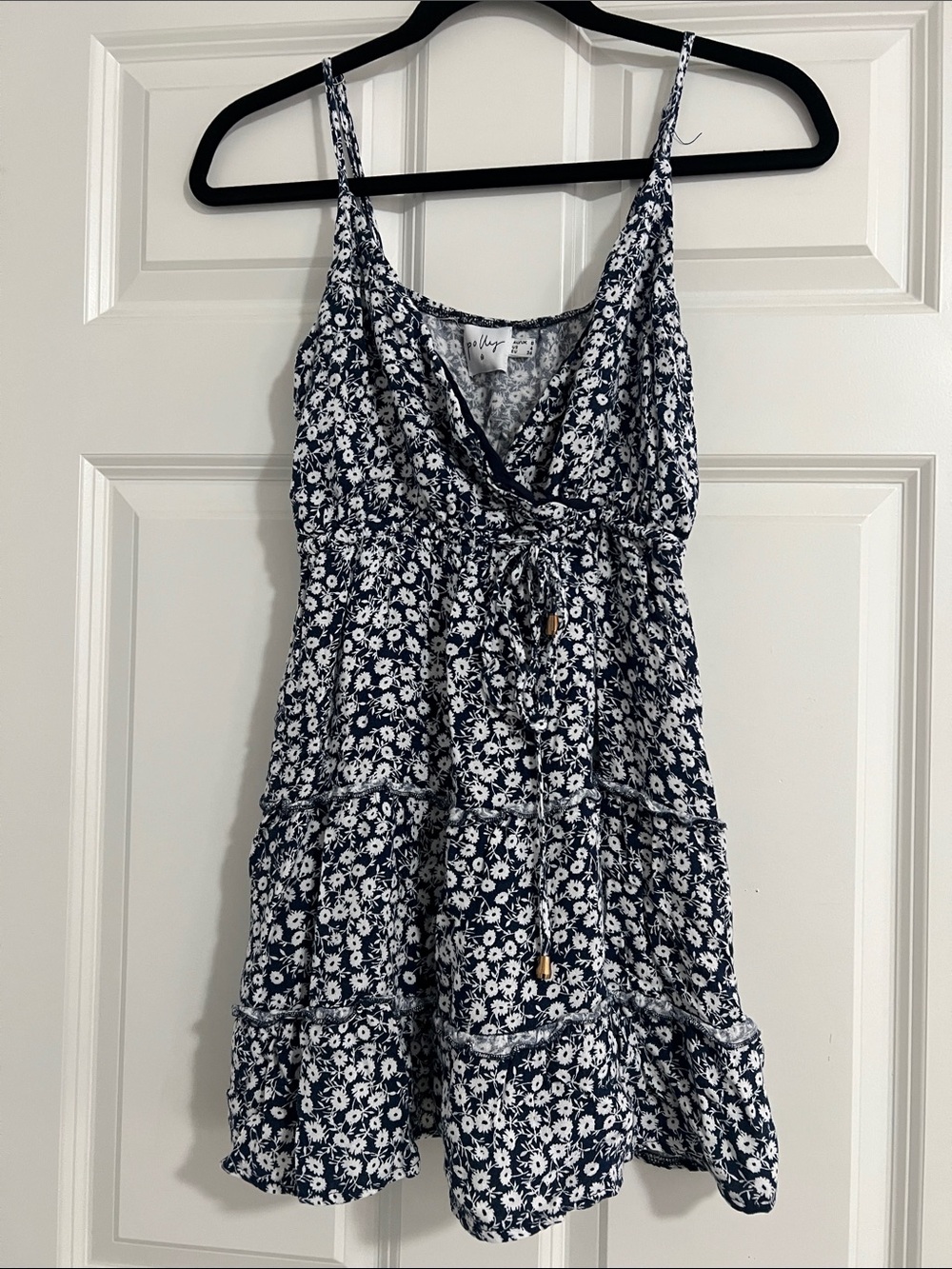 Princess Polly Navy and White Floral Tiered Mini Dress